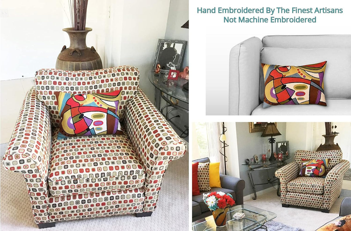 Lumbar Kandinsky Contemporary Throw Pillows - Musical | Modern Pillow Cases | Abstract Pillows |