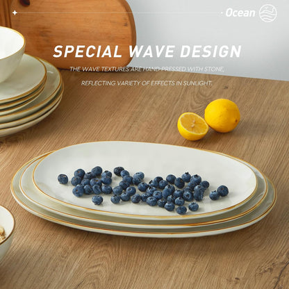 famiware Serving Platter, Oval 15.59/14.3/12.9inch Serving Dishes for Entertaining, Serving Bowls