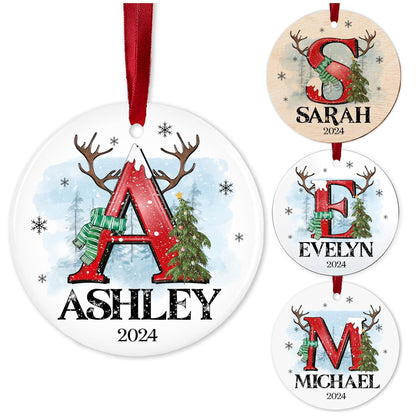 Personalized Christmas Ornaments 2025 - Custom Ceramic Initial & Name Tree Decor - Monogrammed