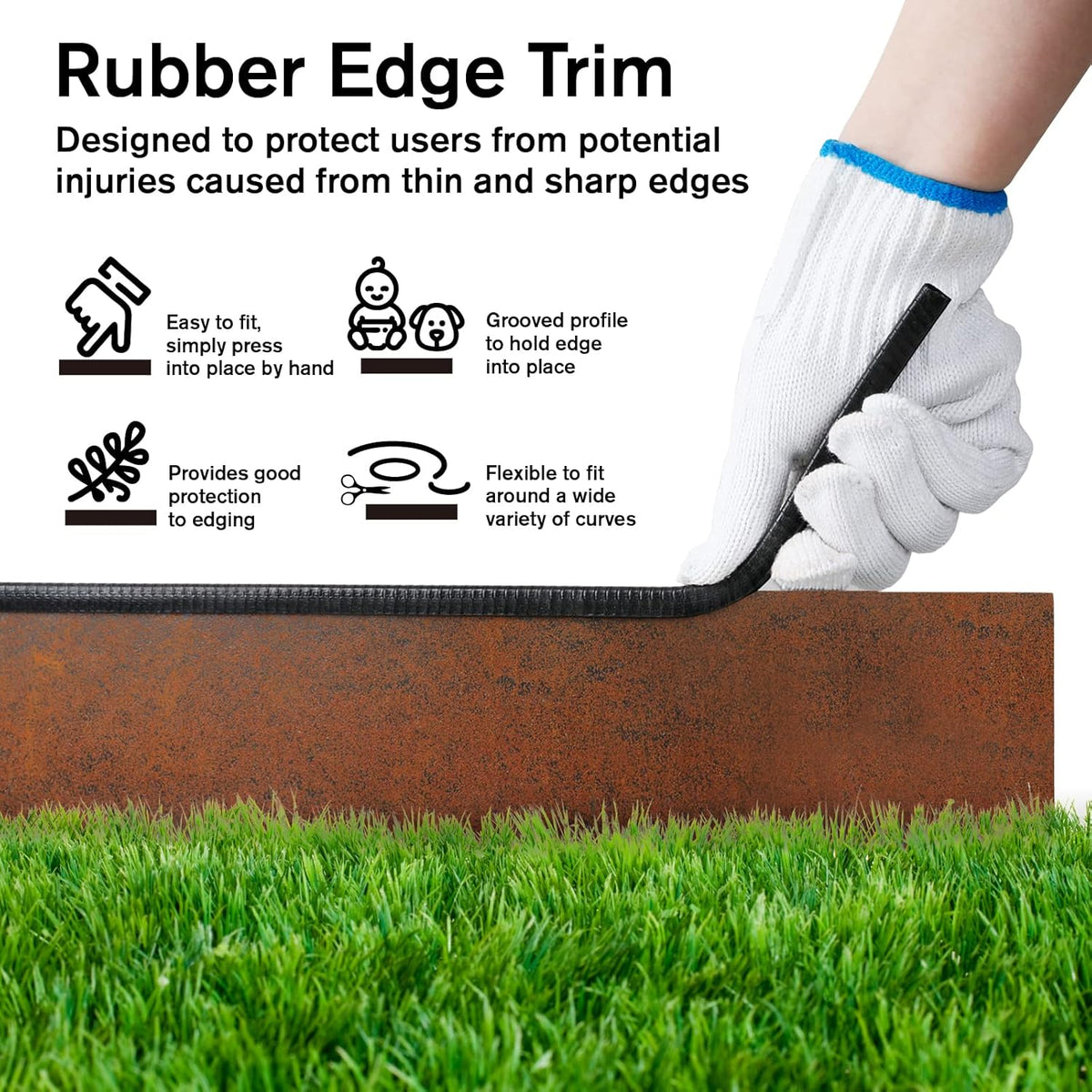 Worth Garden 6-Pack Cor-Ten Steel Landscape Edging with Black Protection Strips - Rust Patina
