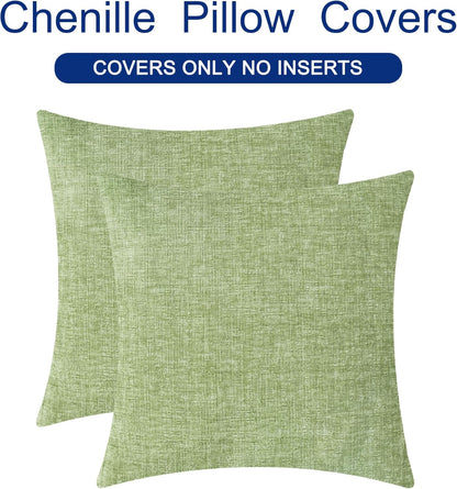 CaliTime Throw Pillow Covers Decorative 22 X 22 Inches Pack of 2 Cozy Chenille Cushion Cases for
