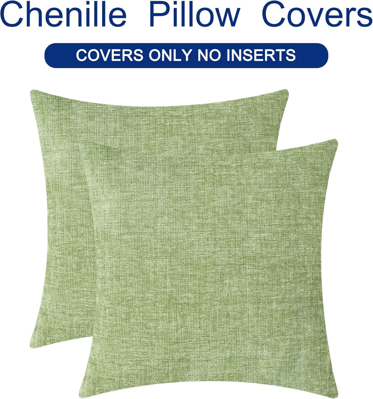CaliTime Throw Pillow Covers Decorative 18 X 18 Inches Pack of 2 Cozy Chenille Cushion Cases for