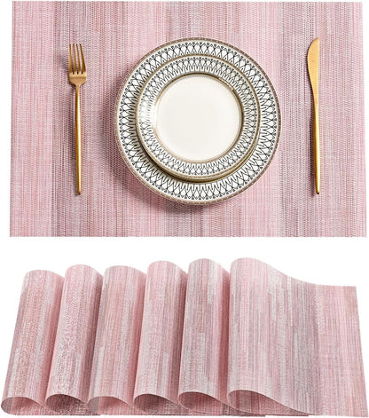 Leetaltree Misty Rose Placemats Set of 6 - Heat Resistant Non-Slip Place mats for Dining Table