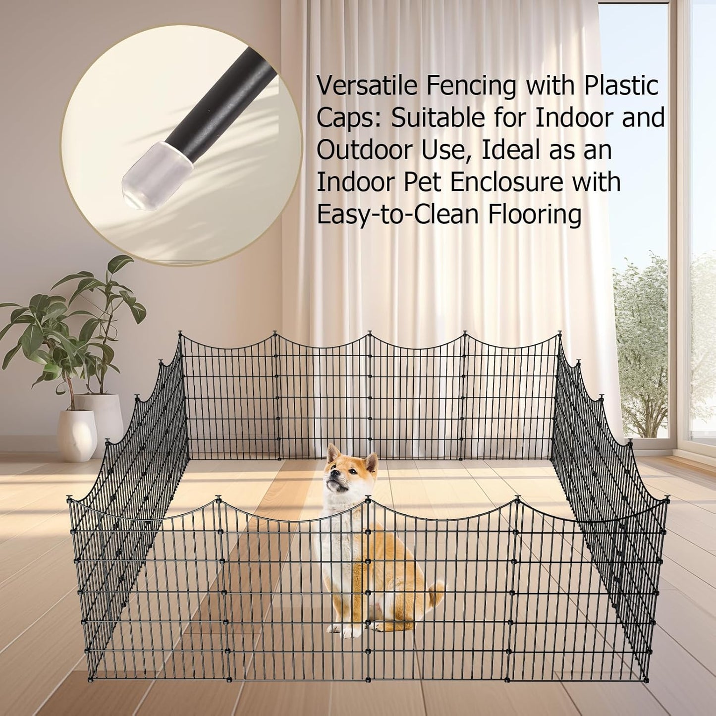 10 Panels Garden Fence Dog Fence Outdoor for Yard, 40in H x 23.6ft L Rustproof Metal Fencing with