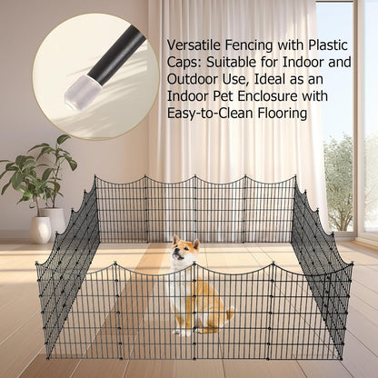 10 Panels Garden Fence Dog Fence Outdoor for Yard, 40in H x 23.6ft L Rustproof Metal Fencing with