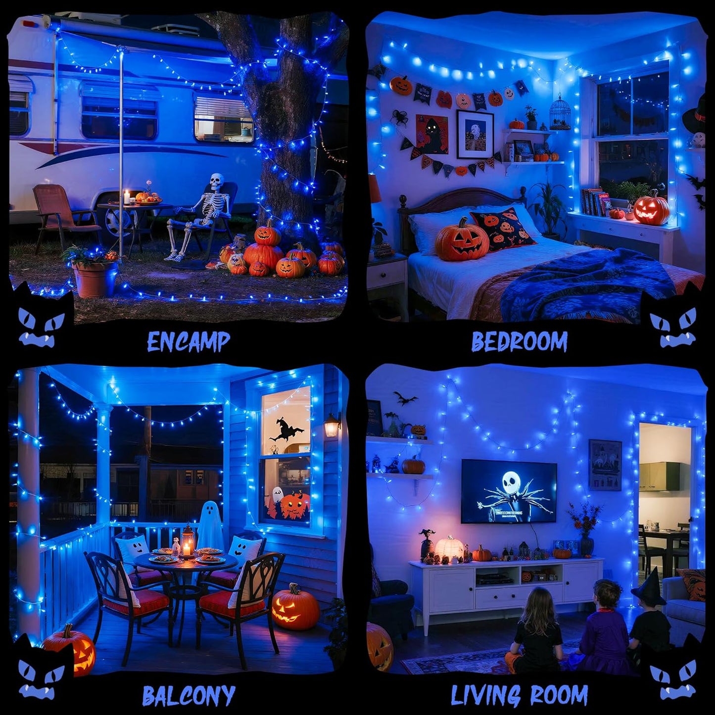 JMEXSUSS 33ft 100 LED Blue Christmas Tree Lights, Battery Operated Christmas Lights with 8 Modes