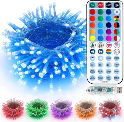 BrizLabs RGB String Lights, Color Changing Orange Purple Halloween Lights, 100 LED 33ft USB