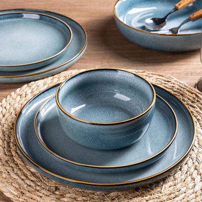 GBHOME Ceramic Dinnerware Sets for 8, 24 Pieces Stoneware Plates and Bowls Sets, Scratch Resistant