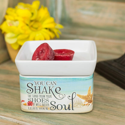 Shake Sand from Shoes Beach and Ocean Stoneware Electric 2-in-1 Jar Candle and Wax Tart Oil Warmer