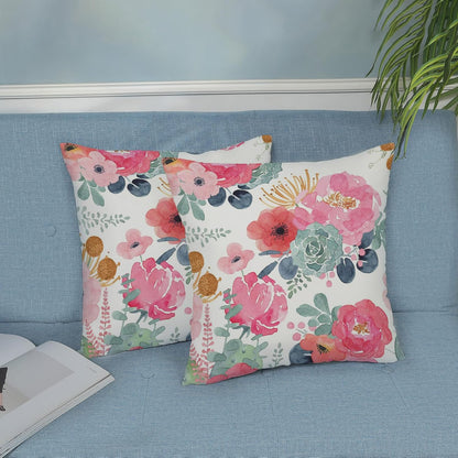 CXMEIFLY Spring Floral Pillow Covers 24 x 24 Inch Set of 2 for Watercolor Pink Flowers Decor Throw