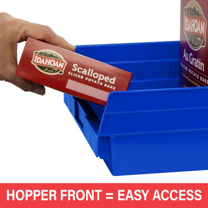 Akro-Mils 30178 Heavy Duty Plastic Shelf Bins, 18"x 11"x 4", Red, 12-Pk