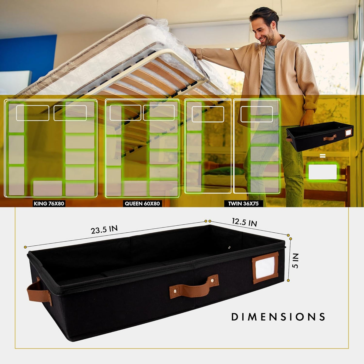 HOMELUX THEORY 2pc Under Bed Storage Containers, Bedroom Under the Bed Drawer Storage Organizer