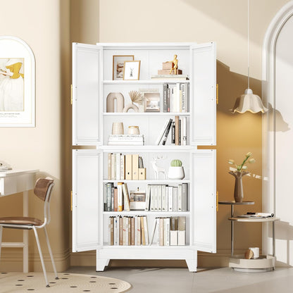 75.2" Tall Metal Pantry Cabinet, Kitchen Pantry Storage Cabinets with 4 Door and 4 Adjustable