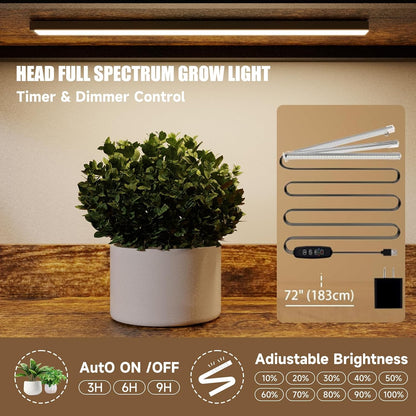 Large Farmhouse Style 5 Tiers Corner Bookshelf with Grow Light, Extra Wide Plant Stand & Bookcase