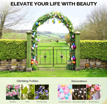 VINGLI Garden Arbor Arch, Wedding Arch Archway for Ceremony Party, Trellis for Plant Climbing