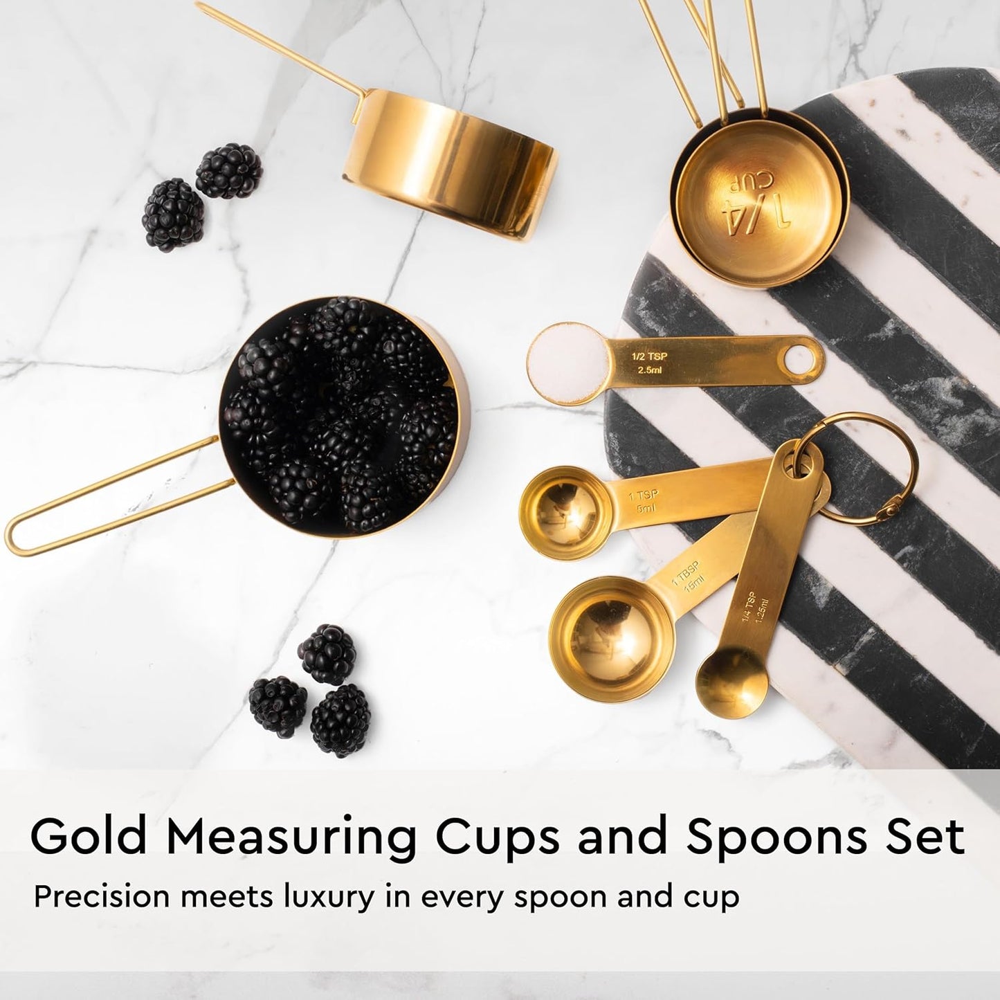 Black and Gold Kitchen Utensils Set - 19-PC Set Includes Stainless Steel and Silicone Cooking