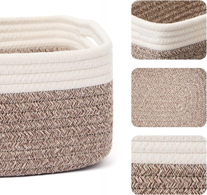 Small Storage Baskets for Organizing | Closet Organizer Bins | Shelf Toy Basket | Woven Rope