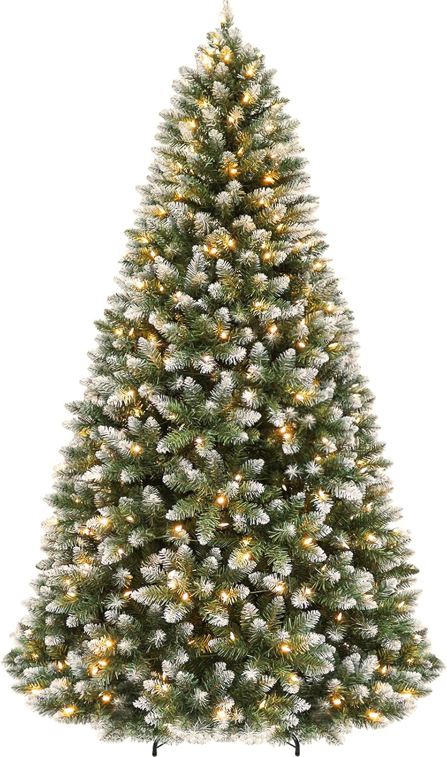 Hykolity 7.5 ft Prelit Christmas Tree, Artificial Christmas Tree with 350 Warm White Lights, 1446