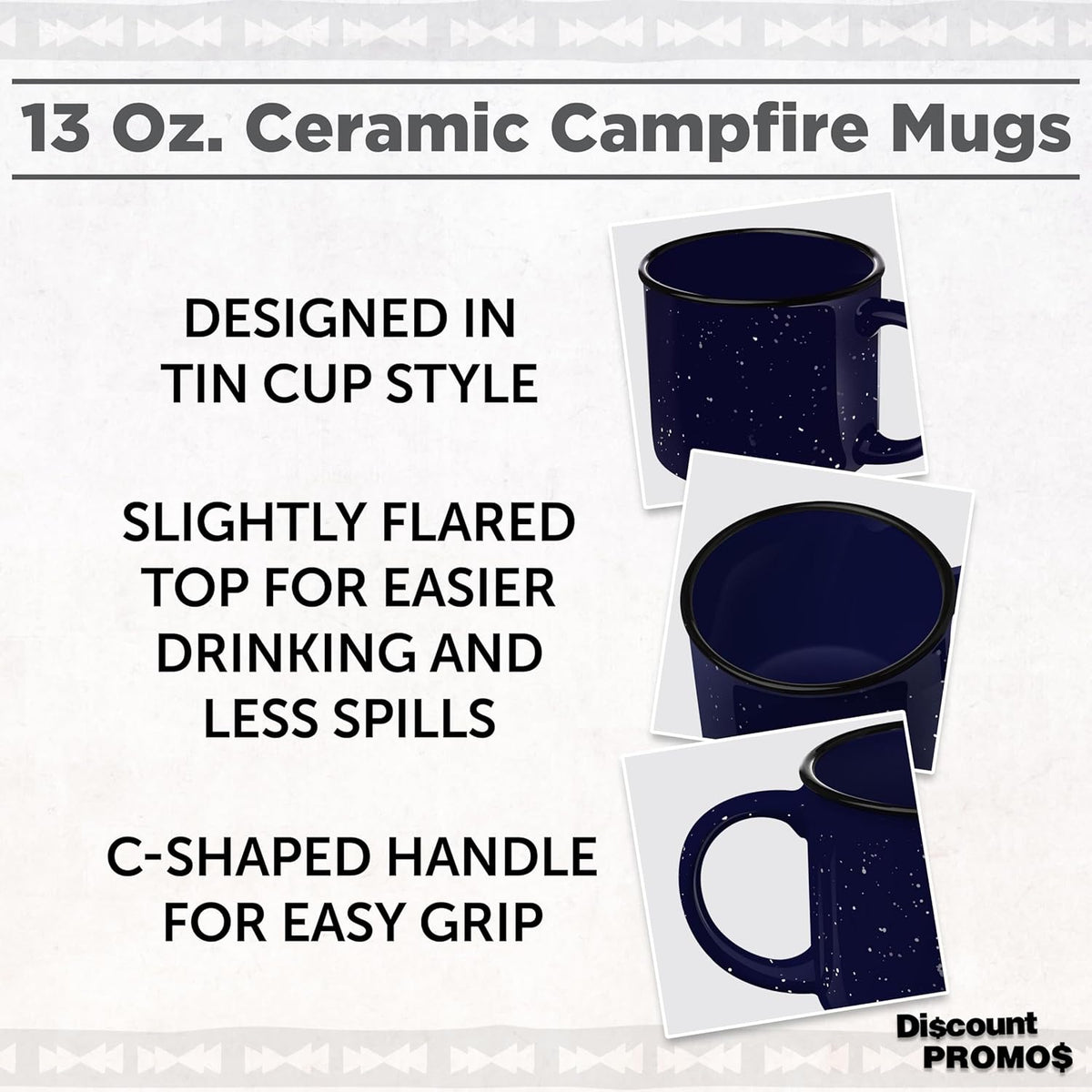 DISCOUNT PROMOS Ceramic Campfire Coffee Mugs 13 oz. Set of 10, Bulk Pack - Perfect for Tea