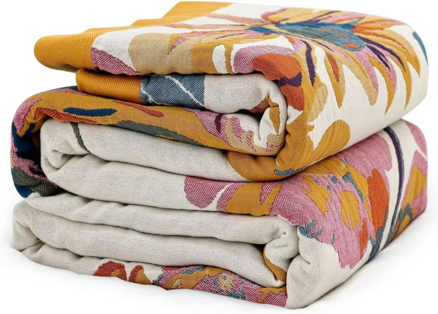 MSGKV Boho Throw Blanket 60''x80'',100% Cotton Blankets for Couch Bed,Cotton Quilt Travel Muslin