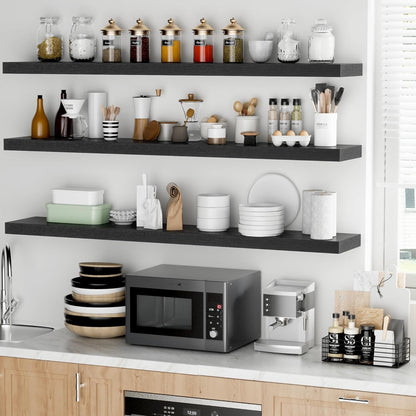 Fun Memories 55 Inch Floating Shelves - 9 Inch Deep Rustic Wooden Wall Shelves - Extra Deeper &
