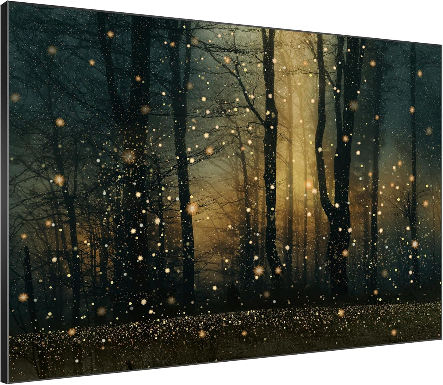 SIGNWIN 36"x46" Extra Large Framed Wall Art Magical Firefly Forest at Twilight, Enchanted Nature