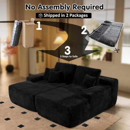 ovios 81" Oversized Sectional Double Lounge Chaise with Cloud Plush Sofa Bed, No Assembly Required
