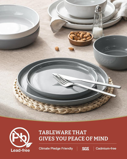 Famiware Milkyway Plates and Bowls Sets, 12 Pieces Stoneware Dinnerware Sets, Dishes Set for 4