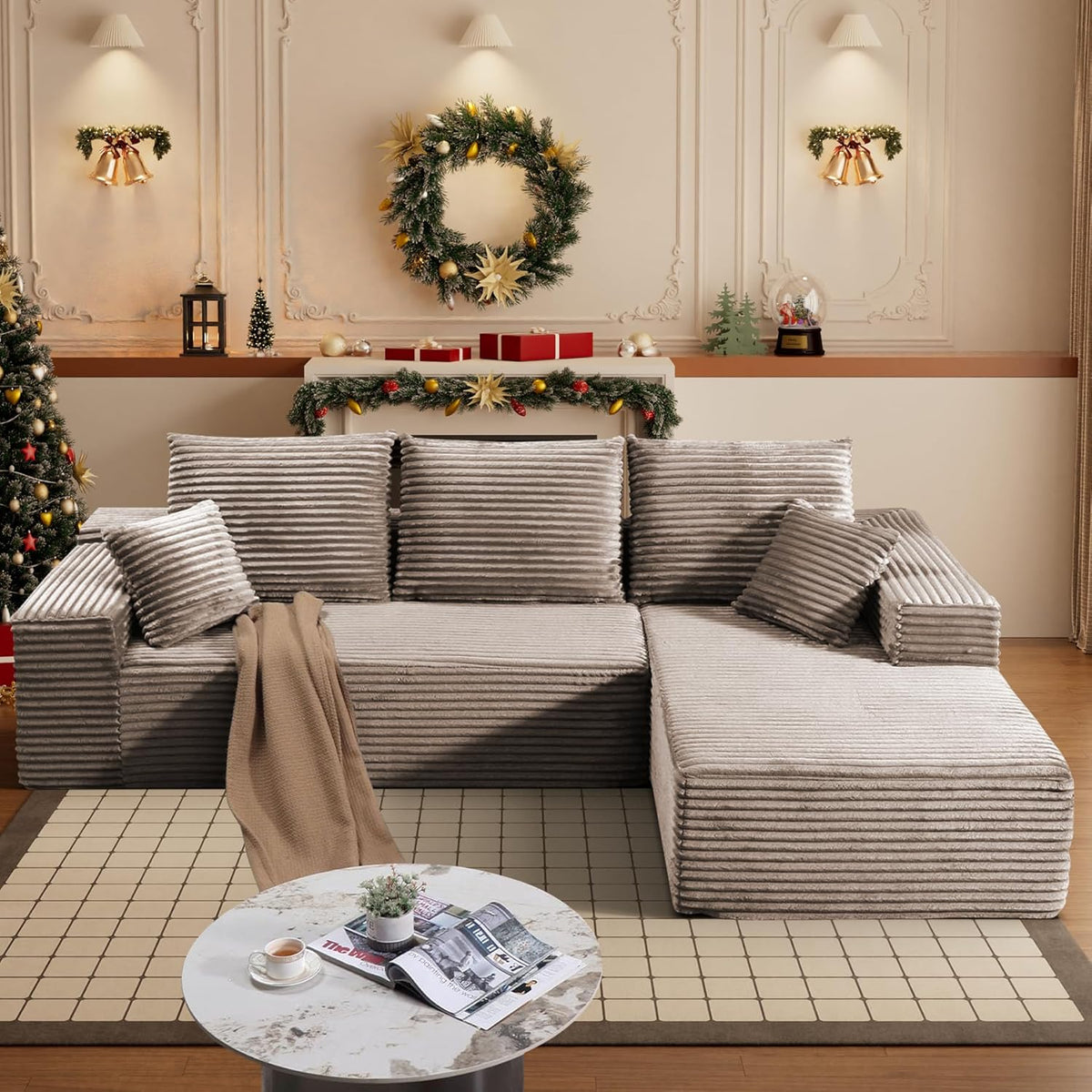 HYJT H&K Modular Sectional Sofa Cloud Couch, 107" Comfy L Shaped Sectional Couches for Living Room