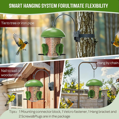 LONA Bird Feeders for Outdoors Hanging – 3 Separate Compartments, 3 Feeding Ports, Weatherproof