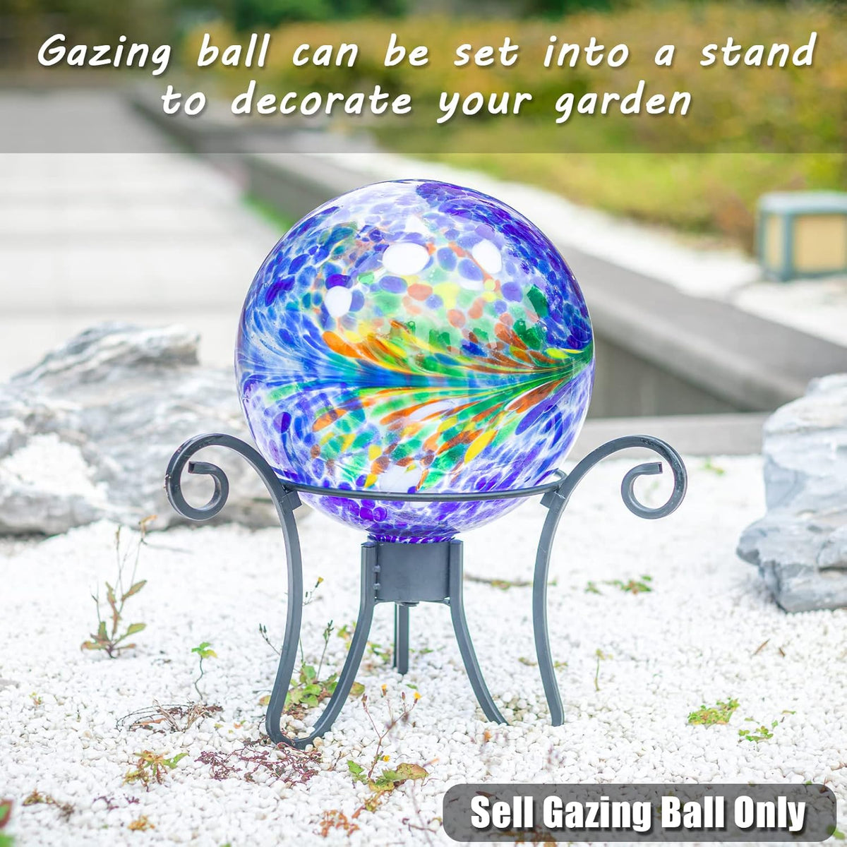 VCUTEKA Gazing Ball, Glass Gazing Globe Decorative Glass Gazing Globe/Ball/Sphere Lawn Ornament for