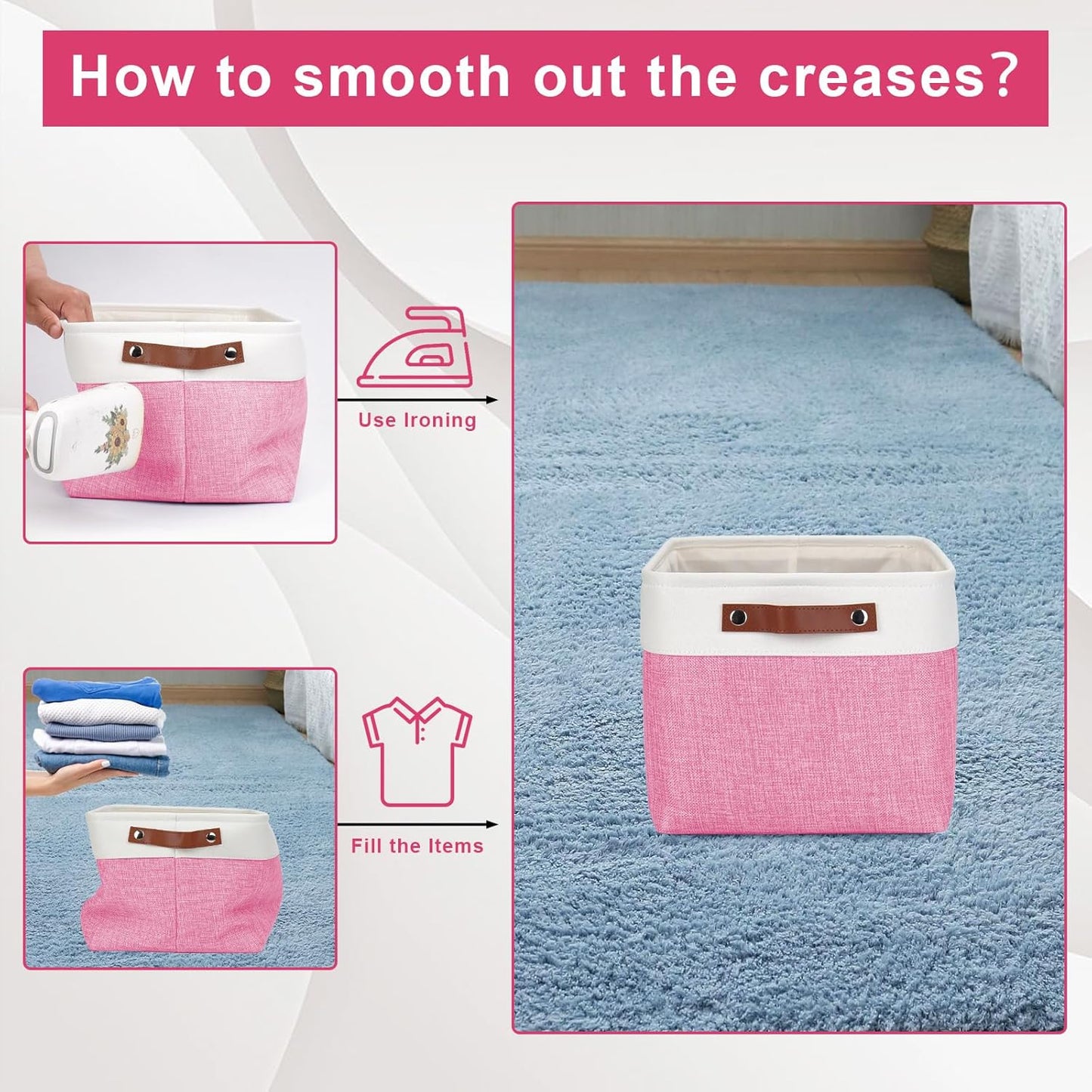 Storage Bins Large Fabric Storage Baskets for Shelves 3 Pack, Decorative Linen Closet Baskets with