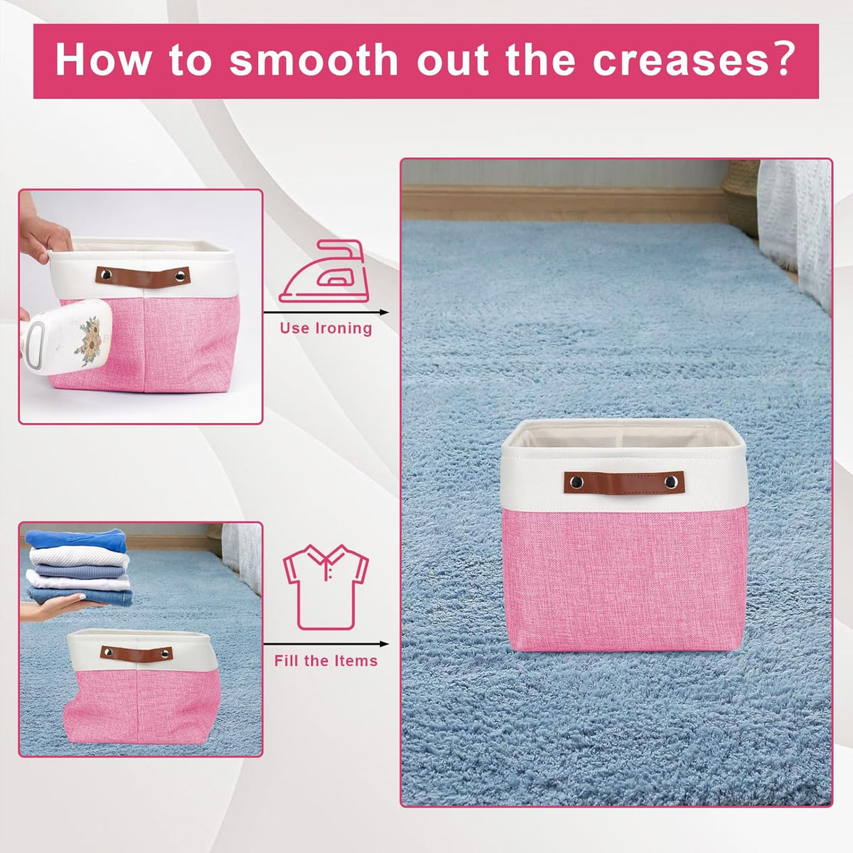 Storage Bins Large Fabric Storage Baskets for Shelves 3 Pack, Decorative Linen Closet Baskets with