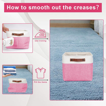 Storage Bins Large Fabric Storage Baskets for Shelves 3 Pack, Decorative Linen Closet Baskets with