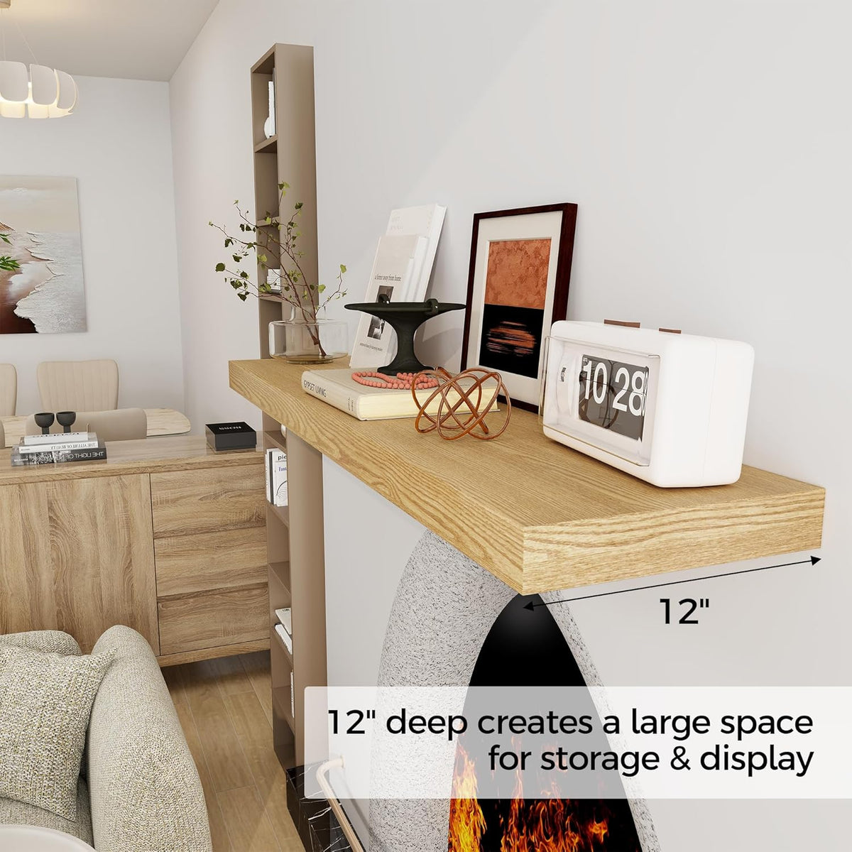 Floating Shelves 48 Inch Long, 12 Inch Deep Floating Shelves for Wall, 48 x 12 Large Wall Shelves