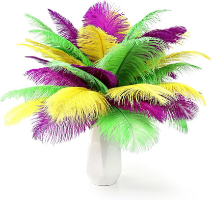THARAHT Light Yellow Ostrich Feathers 24pcs Natural Bulk 8-10Inch 20cm-25cm for Wedding Party