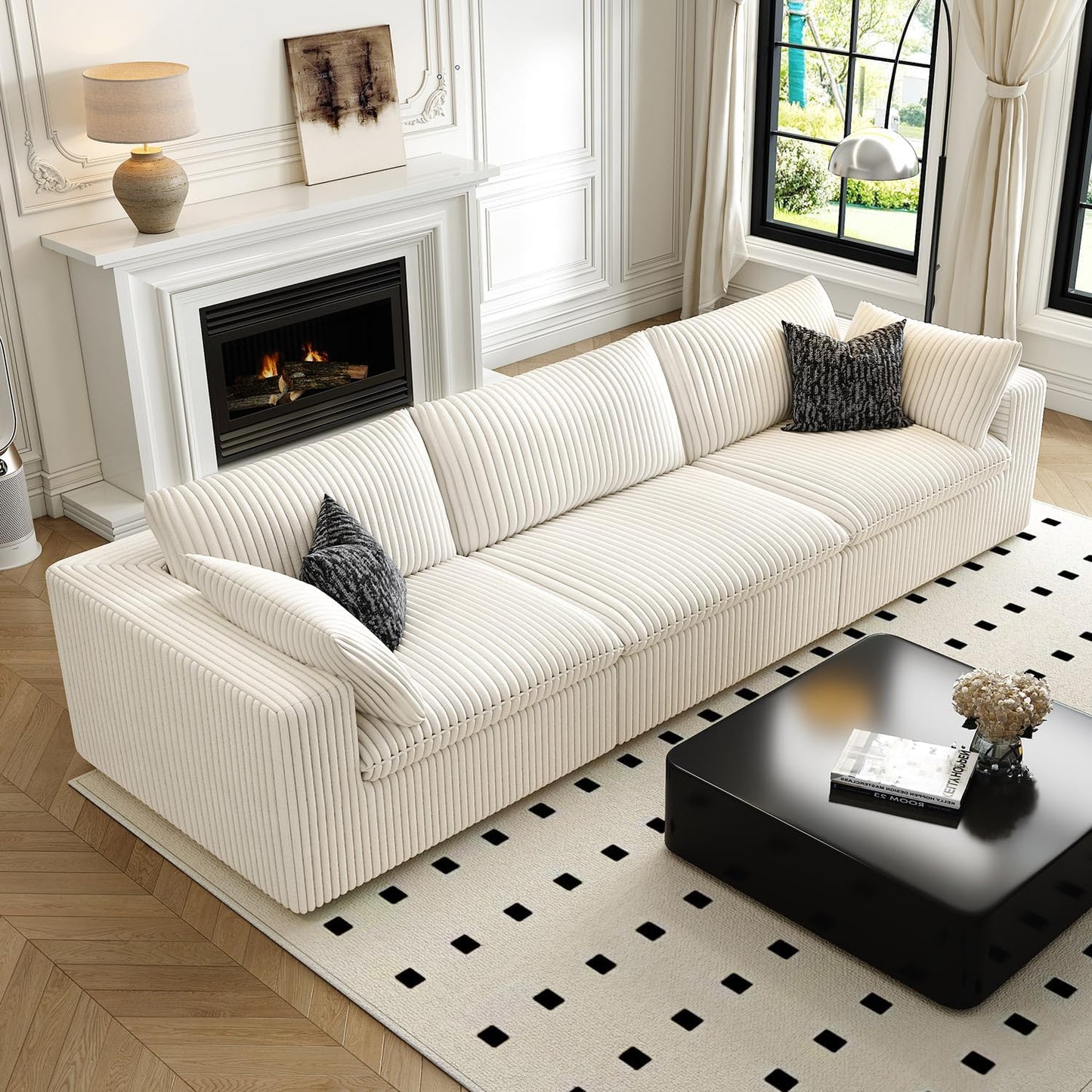 118" Cloud Couch Modular Sectional Sofa for Living Room,Modern Sofa with Deep Seat，3 Seater