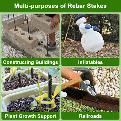 AAGUT Rebar Stakes 24 Inch Straight Garden Plant Stakes (20 pcs) 1/2" Thickness, Heavy Duty Metal