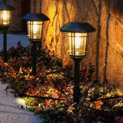 Grand patio Solar Outdoor Lights, 5 Pack, Glass Light Metal Pathway Light, Waterproof Landscape