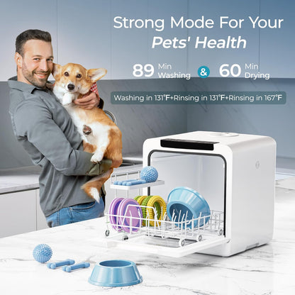 EUHOMY Portable Dishwasher Countertop Dishwashers, 8 Programs Mini Dishwasher, 5L Built-in Water
