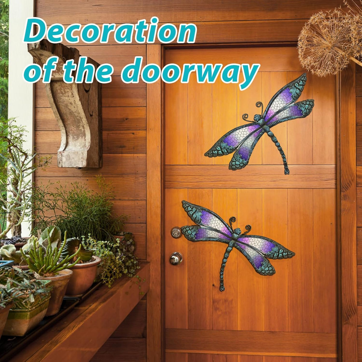 Metal Dragonfly Wall Decor, Handmade Mosaic Glass & Iron Art for Outdoor Garden, Patio, Fence