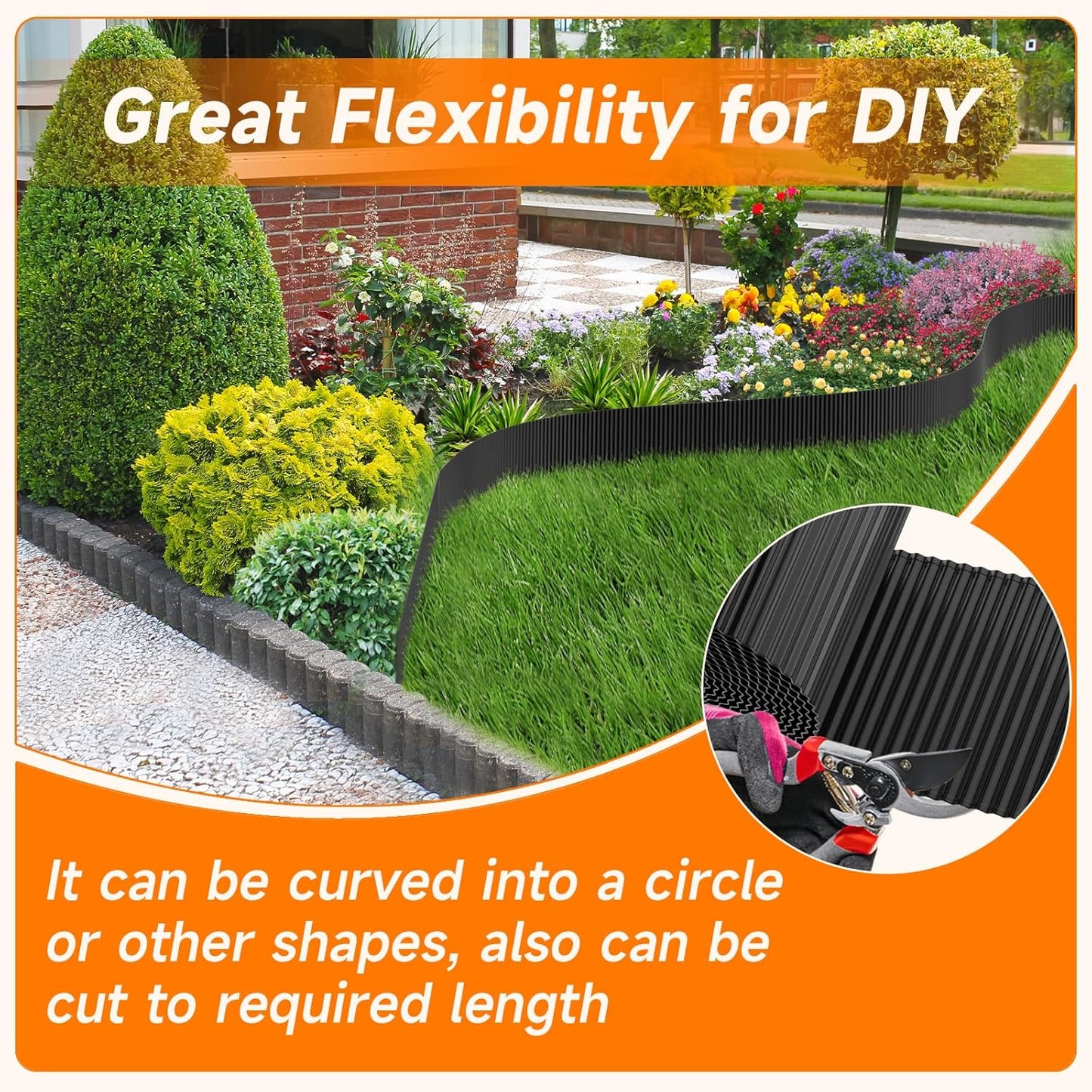 Corrugated Garden Edging,8"×20Ft Galvanized Steel Landscape Edging & Lawn Edging Border,Metal