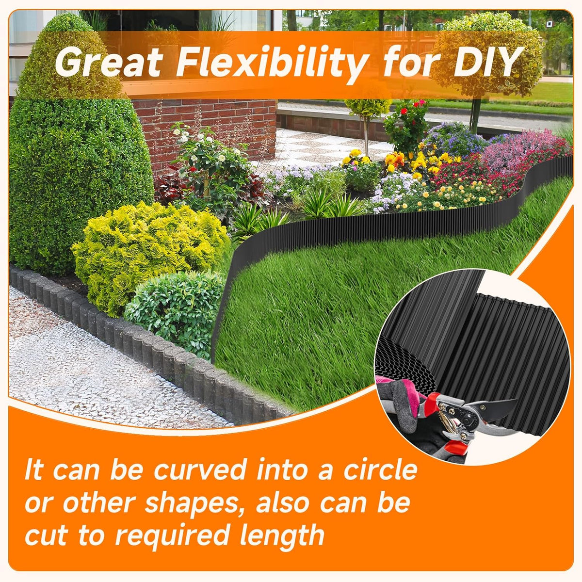 Corrugated Garden Edging,8"×20Ft Galvanized Steel Landscape Edging & Lawn Edging Border,Metal