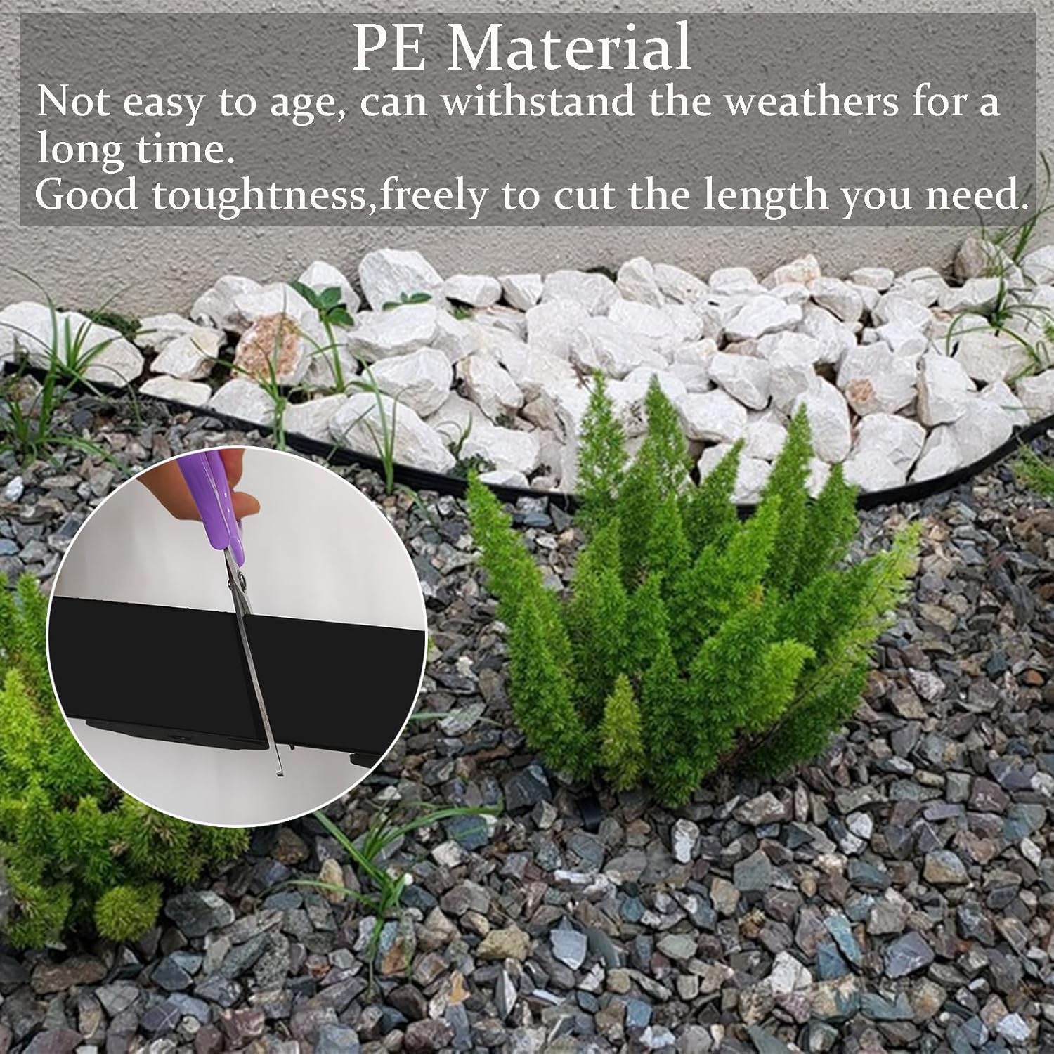 Landscape Edging 33FT, Garden Edging (4IN High) with 30pcs Spikes, Plastic Lawn Edging Flexible for