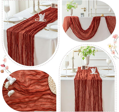 Sioloc Terracotta Table Cloth Cheesecloth Table Runner 10ft Rustic for Tea Wedding Party Baby