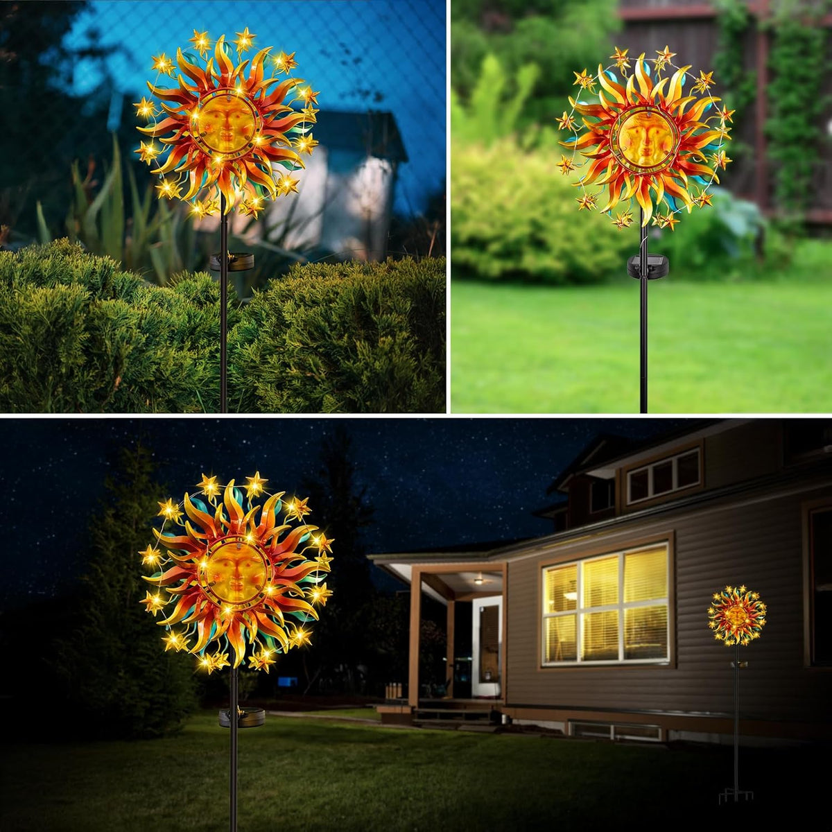 Solar Wind Spinners for Yard and Garden - 60.3 Inch 360° Metal Sun Wind Sculptures Outdoor