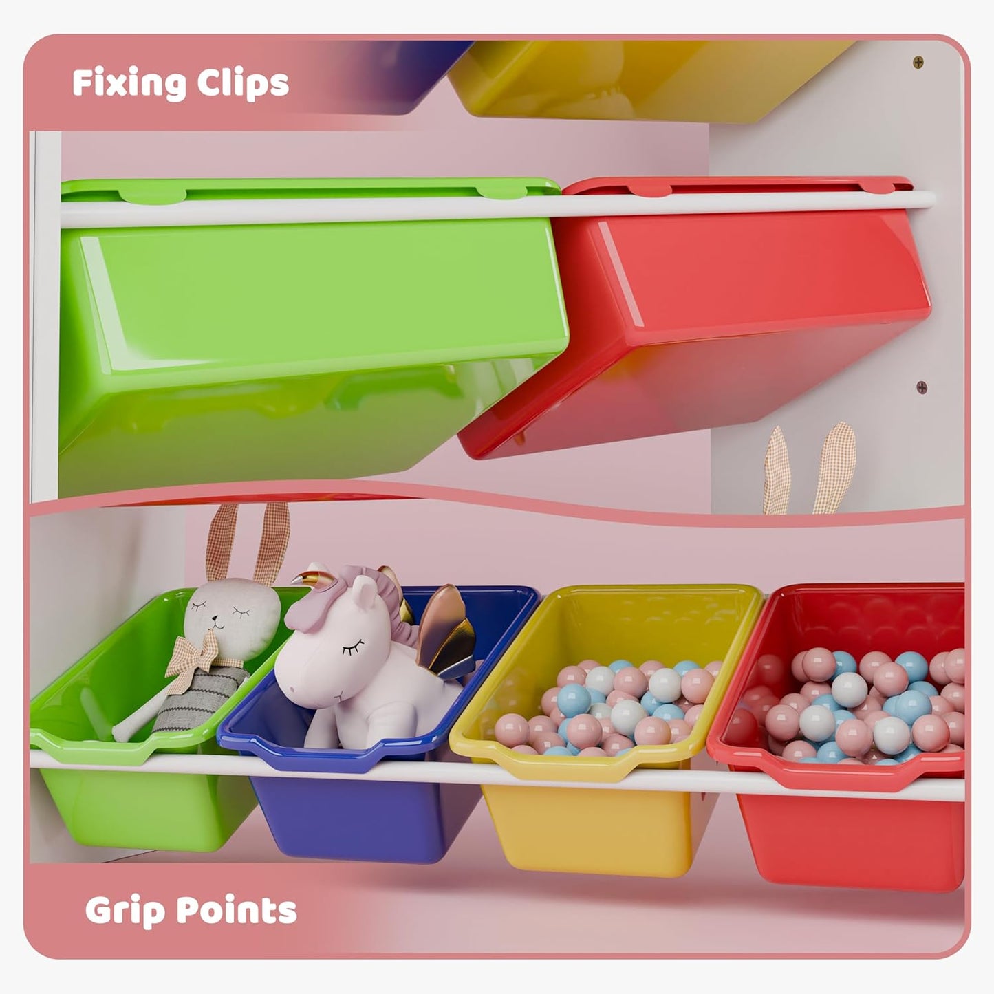 Xilingol Kids Toy Storage Organizer W/8 Removable Toy Bins, 4-Tier Toy Organizers W/6 Storage