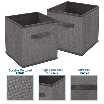 Nestl Cube Storage Organizer - Foldable 12-Cube Fabric Bins With Handles - 11-Inch Grey Closet