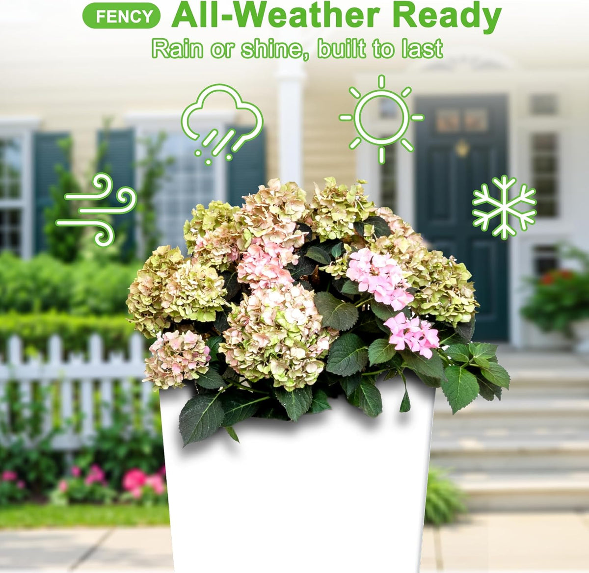 FENCY Set of 2 Tall Planters for Outdoor Plants, 24 Inch Large Tapered Pots with Drainage Trays