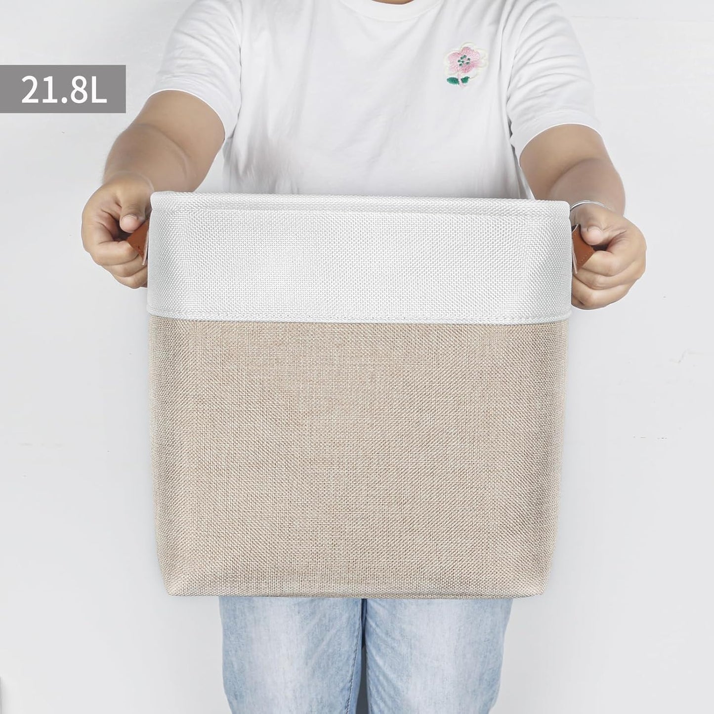 Collapsible Fabric Storage Cubes 11x11 Cube Storage Bins, 4 Pack Closet Baskets Box with Handles